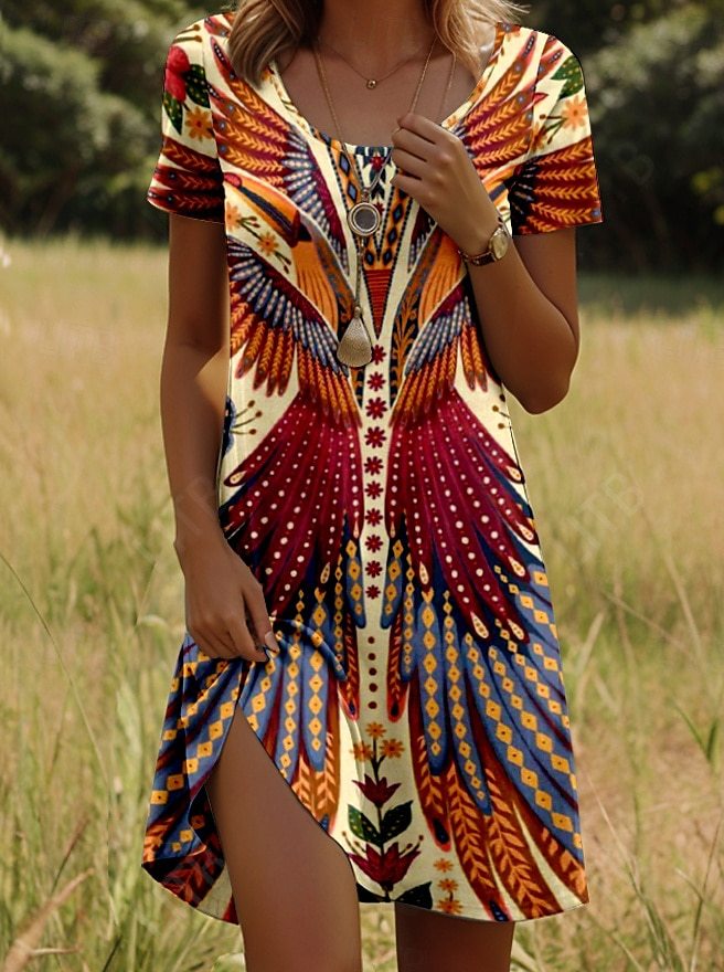 Isla™ – Kleid mit Indisch-inspiriertem Print und Rundhalsausschnitt